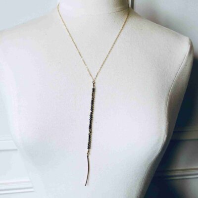Kendall Lariat Hematite Necklace