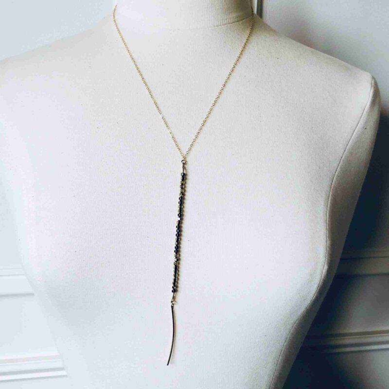 Kendall Lariat Hematite Necklace