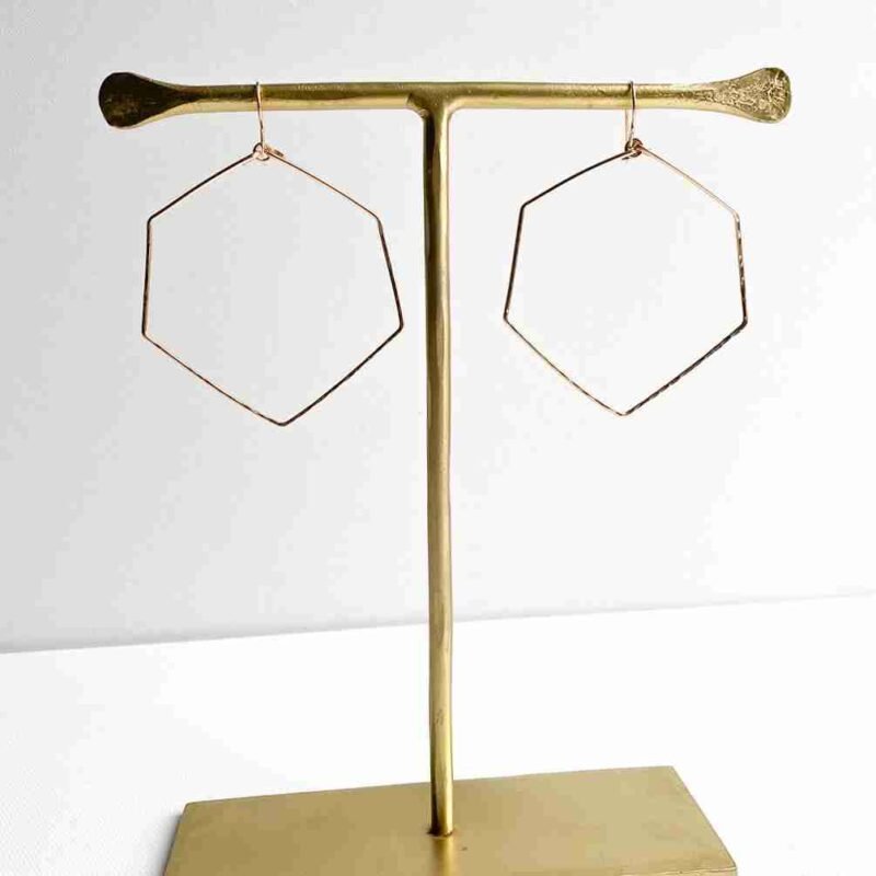 Myko Geometric Earrings in 14k Gold Filled or Sterling Silver, 3.5 inches long.
