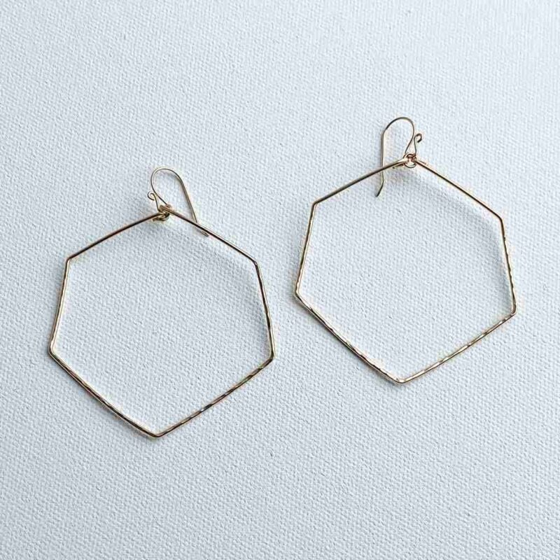 Myko Geometric Earrings in 14k Gold Filled or Sterling Silver, 3.5 inches long.