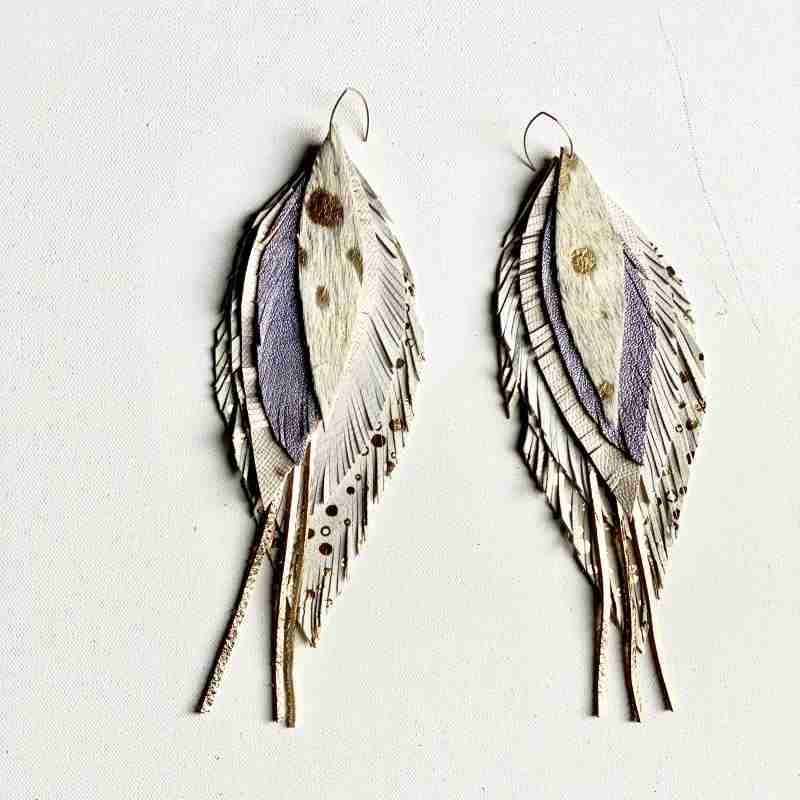 Harlow Leather Feather Earrings