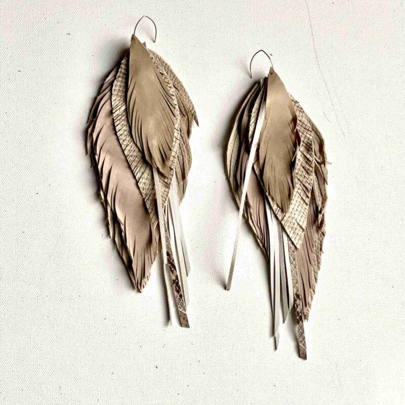 Harlow Leather Feather Earrings