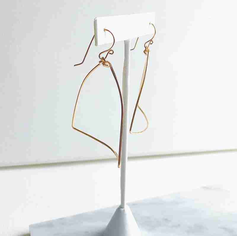 Kai Earrings in 14k Gold Filled or Sterling Silver, 3 inches long with a unique hammered texture.