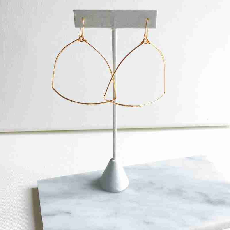 Kai Earrings in 14k Gold Filled or Sterling Silver, 3 inches long with a unique hammered texture.