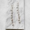 Lulu Earrings in 14k Gold Filled or Sterling Silver with pearl and crystal accents, 5.5 inches long.