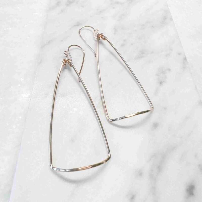 Triangular wire earrings in 14k gold fill or sterling silver.