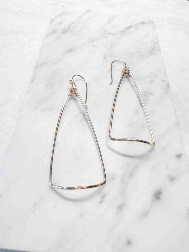 Triangular wire earrings in 14k gold fill or sterling silver.