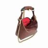 ooper Brown Crocodile Embossed Leather Bag with Wooden Handle