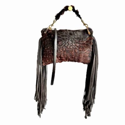 Yin Mini Bag in Brown Hair-On-Hide Leather with Fringe