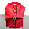 Marcel Red Leather Handbag with Spikes and Hair-on-Hide Accent