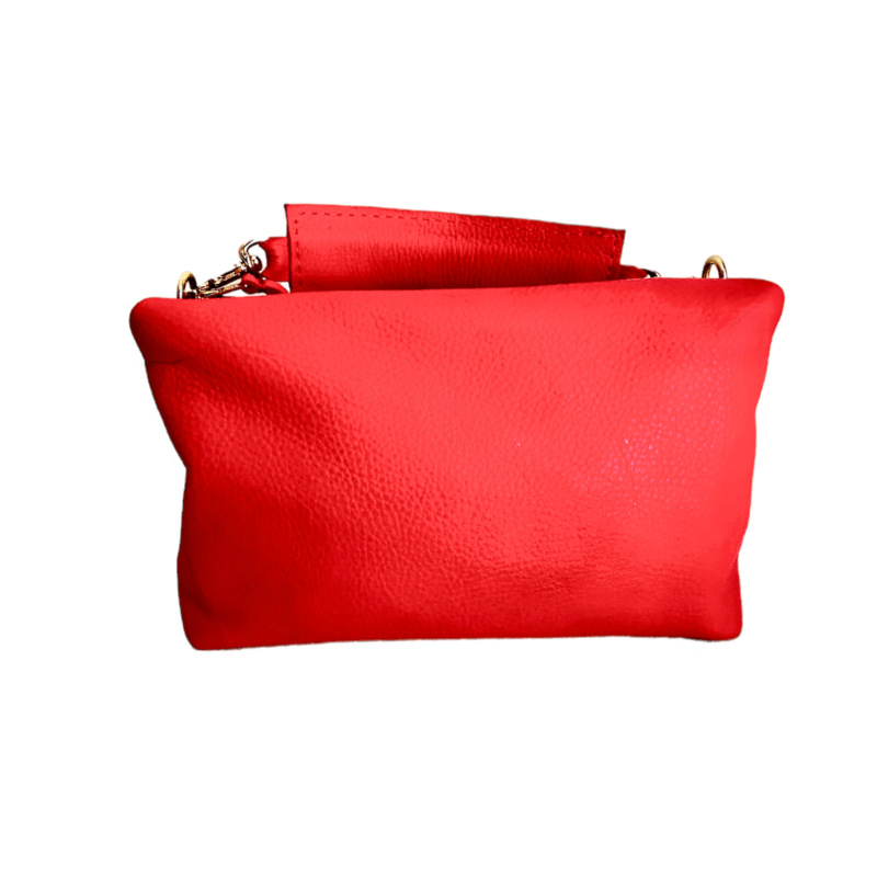 Marcel Red Leather Handbag with Spikes and Hair-on-Hide Accent