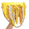 Fraya Yellow Leather Handbag with Brass Chain and Fringe Pocket