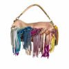 Lyric Leather Bag with Fringe in Sand with Multicolor Accents
