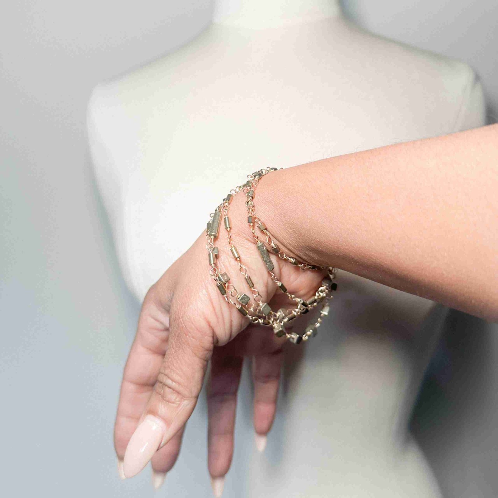 Versatile Ivy Necklace in 14K Gold with Pyrite and Hematite Beads