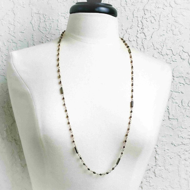 Versatile Ivy Necklace in 14K Gold with Pyrite and Hematite Beads