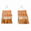 Handcrafted leather fringe statement earrings with 14k gold-filled wire in vibrant tones
